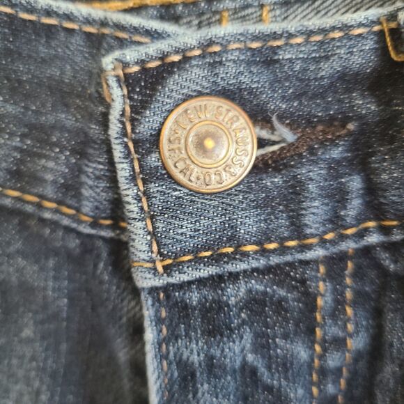 Men's Levi's 505 Regular Fit Straight Leg Jeans - 33 x 34 - Classic Blue Denim - Picture 4 of 10